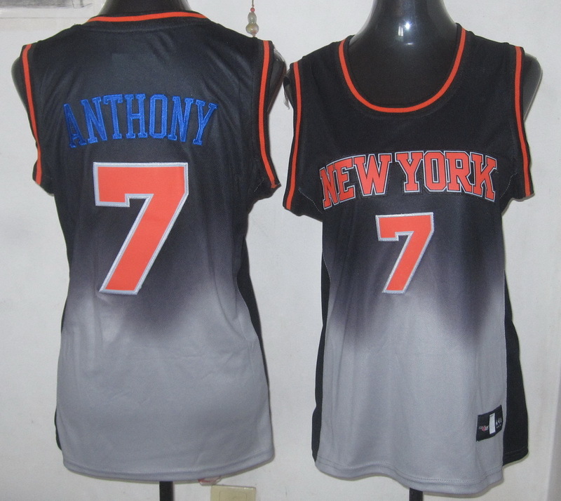 2017 Women NBA New York Knicks #7 Anthony black grey jerseys->women nba jersey->Women Jersey